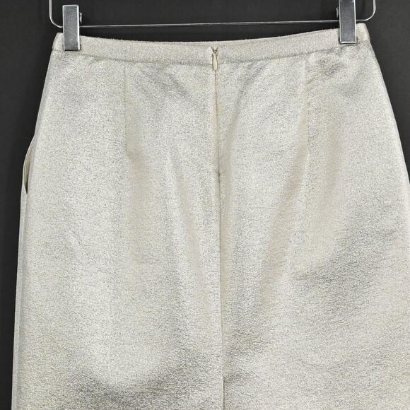 ARIANA ROCKEFELLER Skirt Size 0 Metallic Champagne Straight Pencil Back Slit - Picture 5 of 9